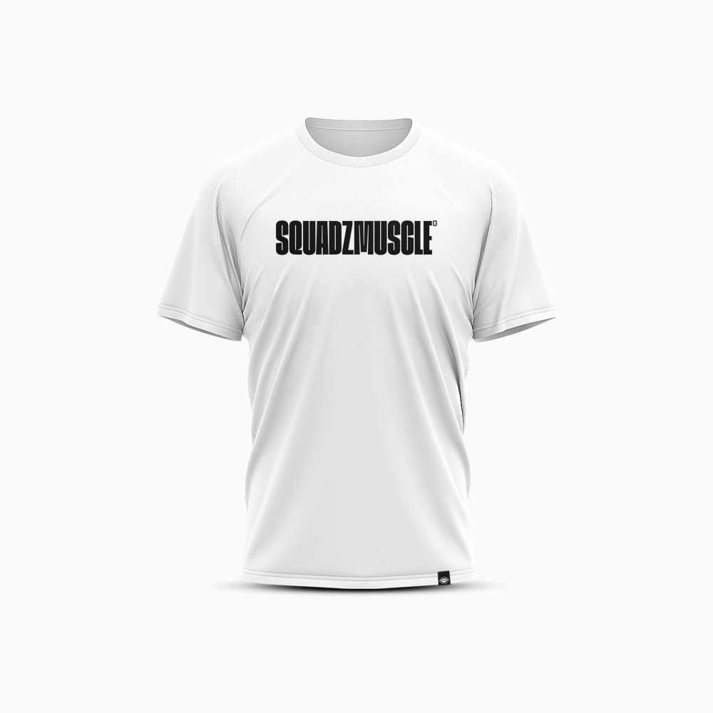 Camiseta Casual Branca com Preto SQUADZ MUSCLE — Frente