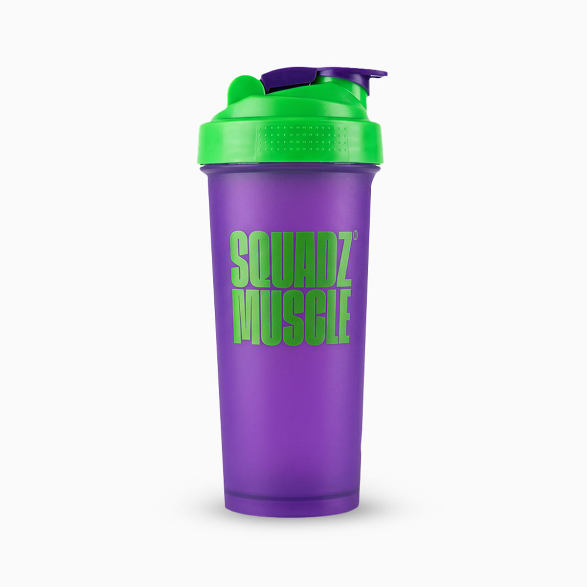 Coqueteleira SQUADZ MUSCLE Roxo com Verde 600ml — Vista traseira
