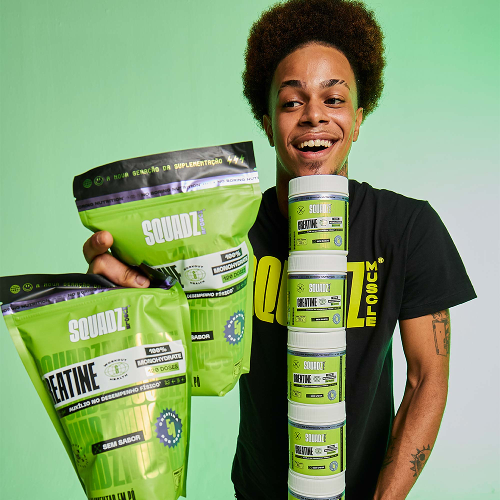 Creatine Creatina 100% Monohidratada REFIL 600g — Homem com refil e potes