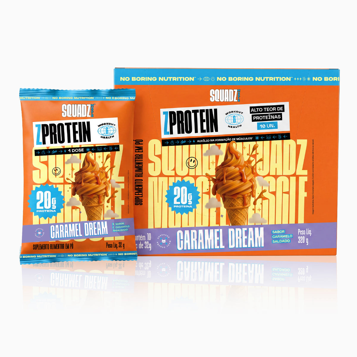 Display ZPROTEIN Caramelo Salgado 320g - 10x32g — Caixa display com sache