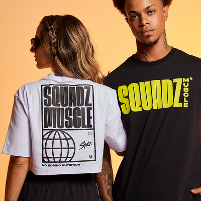 Camiseta Casual Branca com Preto SQUADZ MUSCLE — Casal com as camisetas