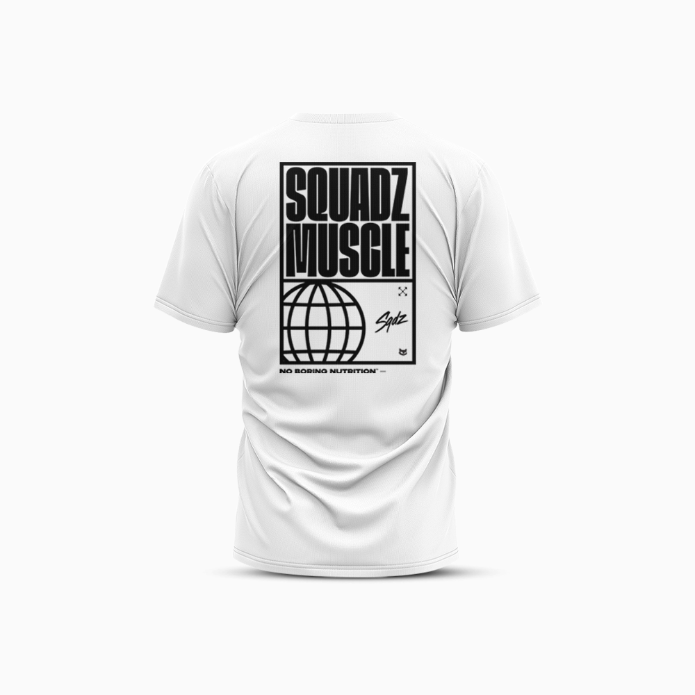 Camiseta Casual Branca com Preto SQUADZ MUSCLE — Costas