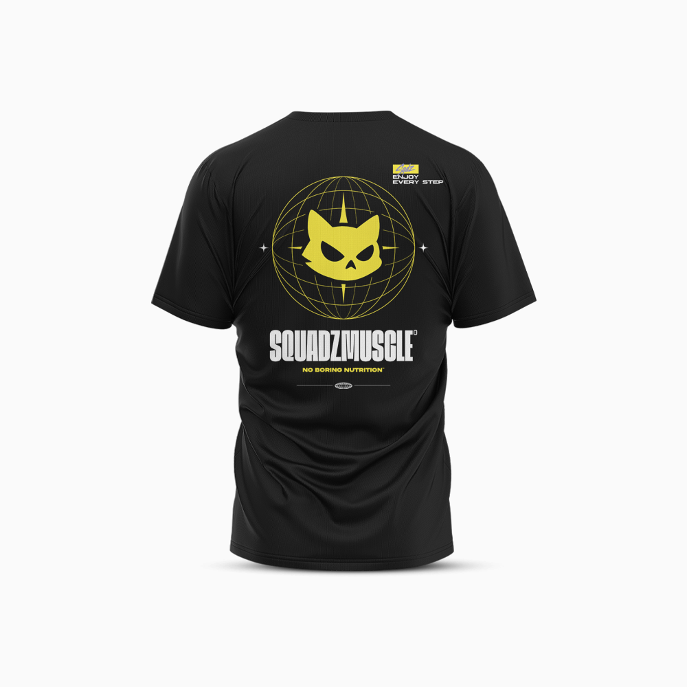 Camiseta Casual Preta com Amarelo SQUADZ MUSCLE — Costas