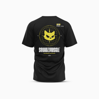 Camiseta Casual Preta com Amarelo SQUADZ MUSCLE — Costas