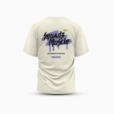 Camiseta Oversized Marfim com Roxo SQUADZ MUSCLE — Costas