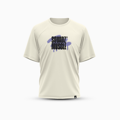 Camiseta Oversized Marfim com Roxo SQUADZ MUSCLE — Frente