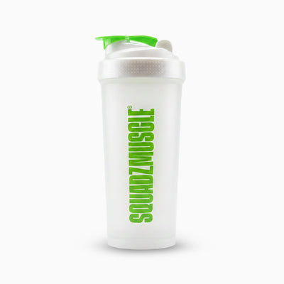Coqueteleira SQUADZ MUSCLE Incolor com Verde 600ml — De frente