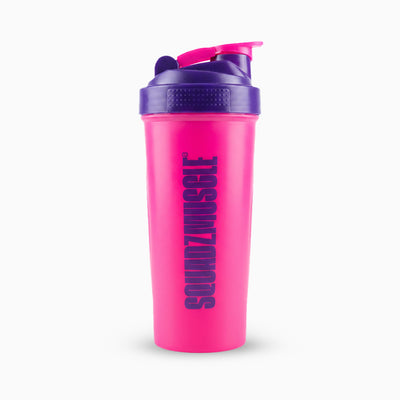 Coqueteleira SQUADZ MUSCLE Rosa com Roxo 600ml — Vista traseira