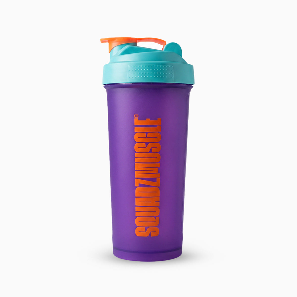 Coqueteleira SQUADZ MUSCLE Roxo com Azul 600ml — De frente