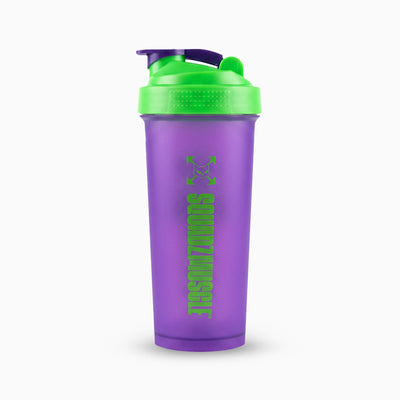 Coqueteleira SQUADZ MUSCLE Roxo com Verde 600ml — De frente