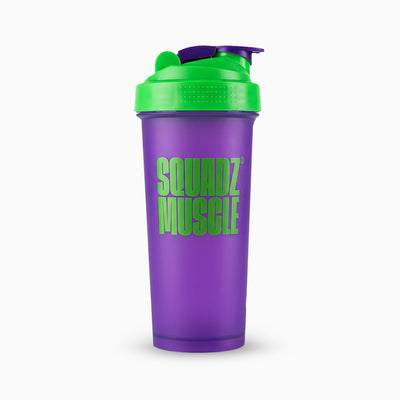 Coqueteleira SQUADZ MUSCLE Roxo com Verde 600ml — Vista traseira