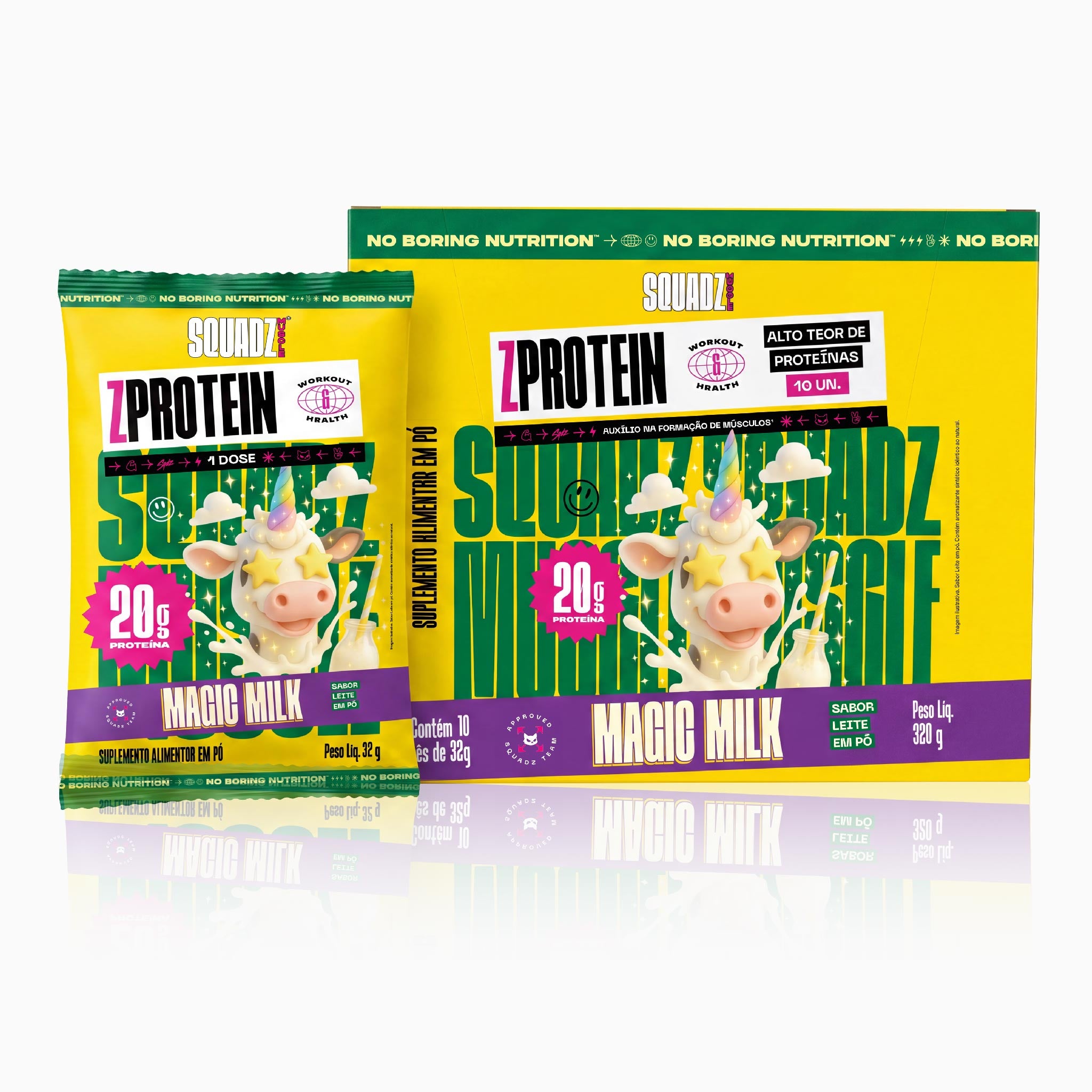 Display ZPROTEIN Leite em pó 320g - 10x32g — Caixa display com sache