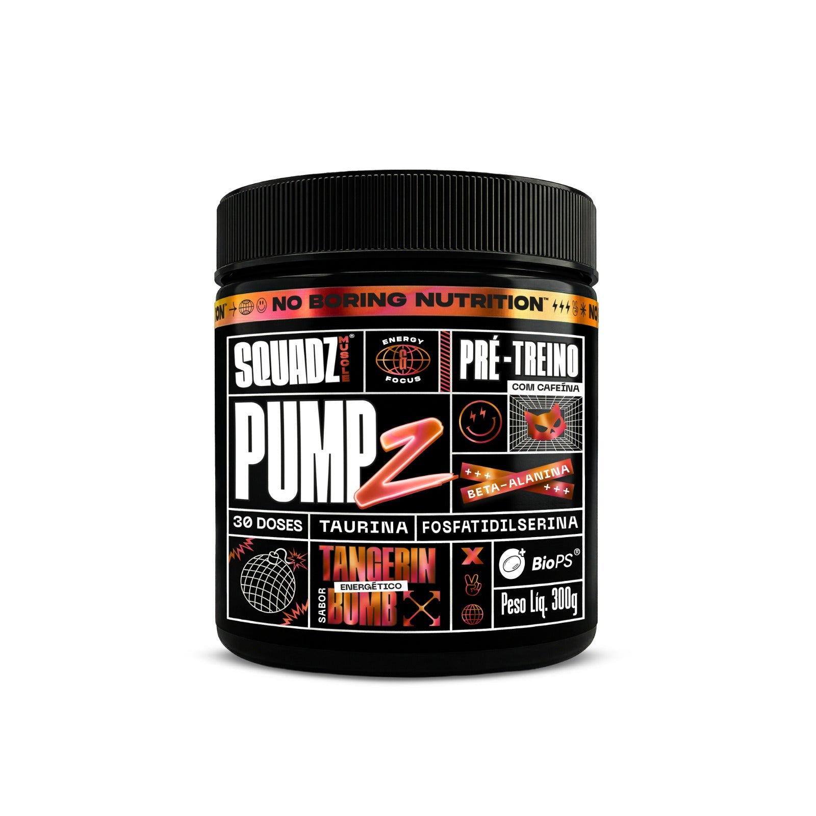 PUMP-Z Pré-Treino 300g — Pote sabor tangerina de frente