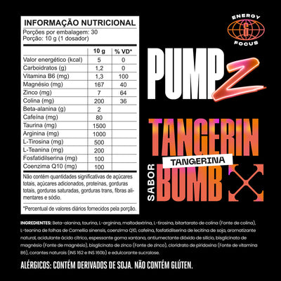 PUMP-Z Pré-Treino Tangerin Bomb 300g — Tabela nutricional e ingredientes