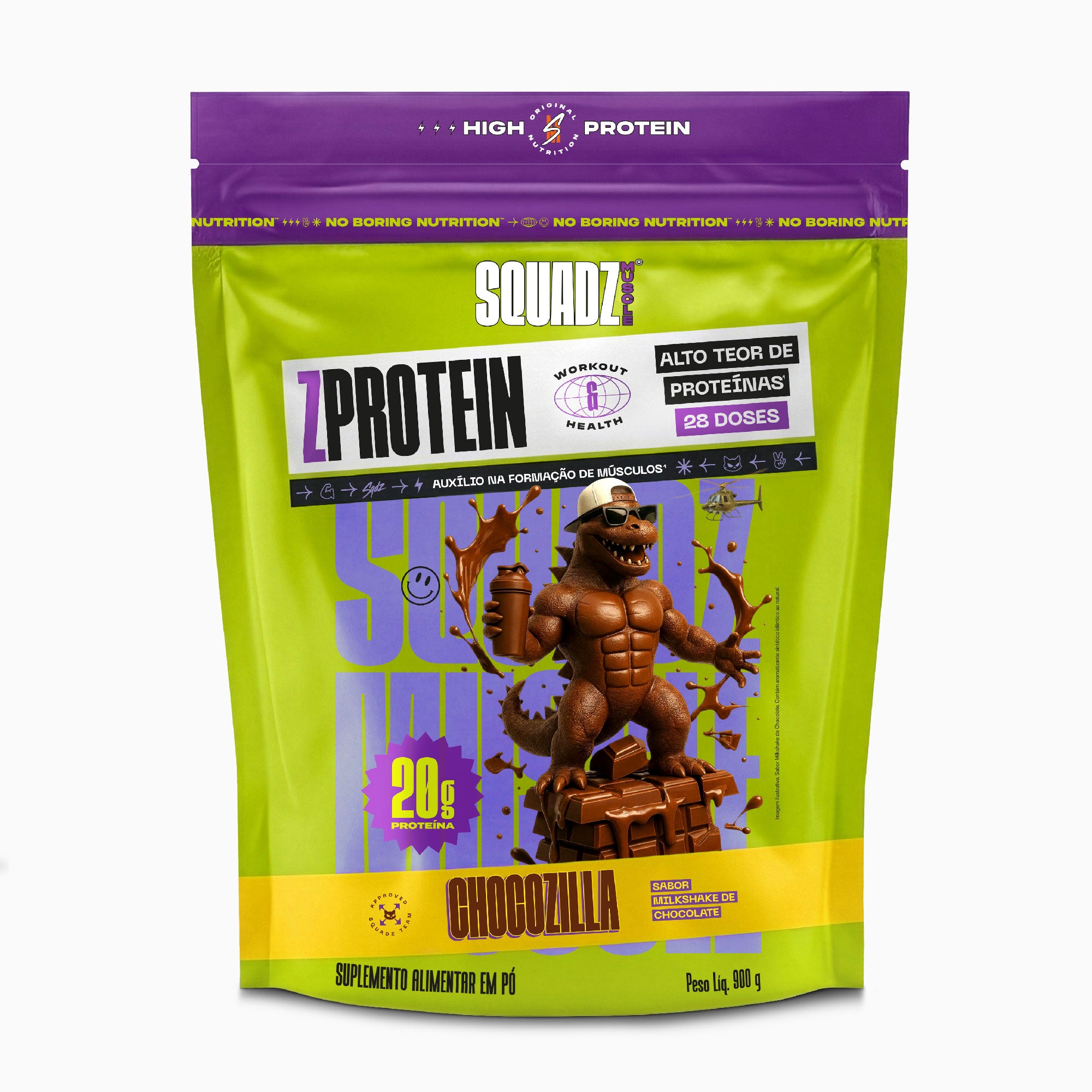 ZPROTEIN 900g — Embalagem chocozilla de frente