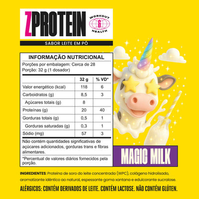 ZPROTEIN 900g — Tabela nutricional leite em po