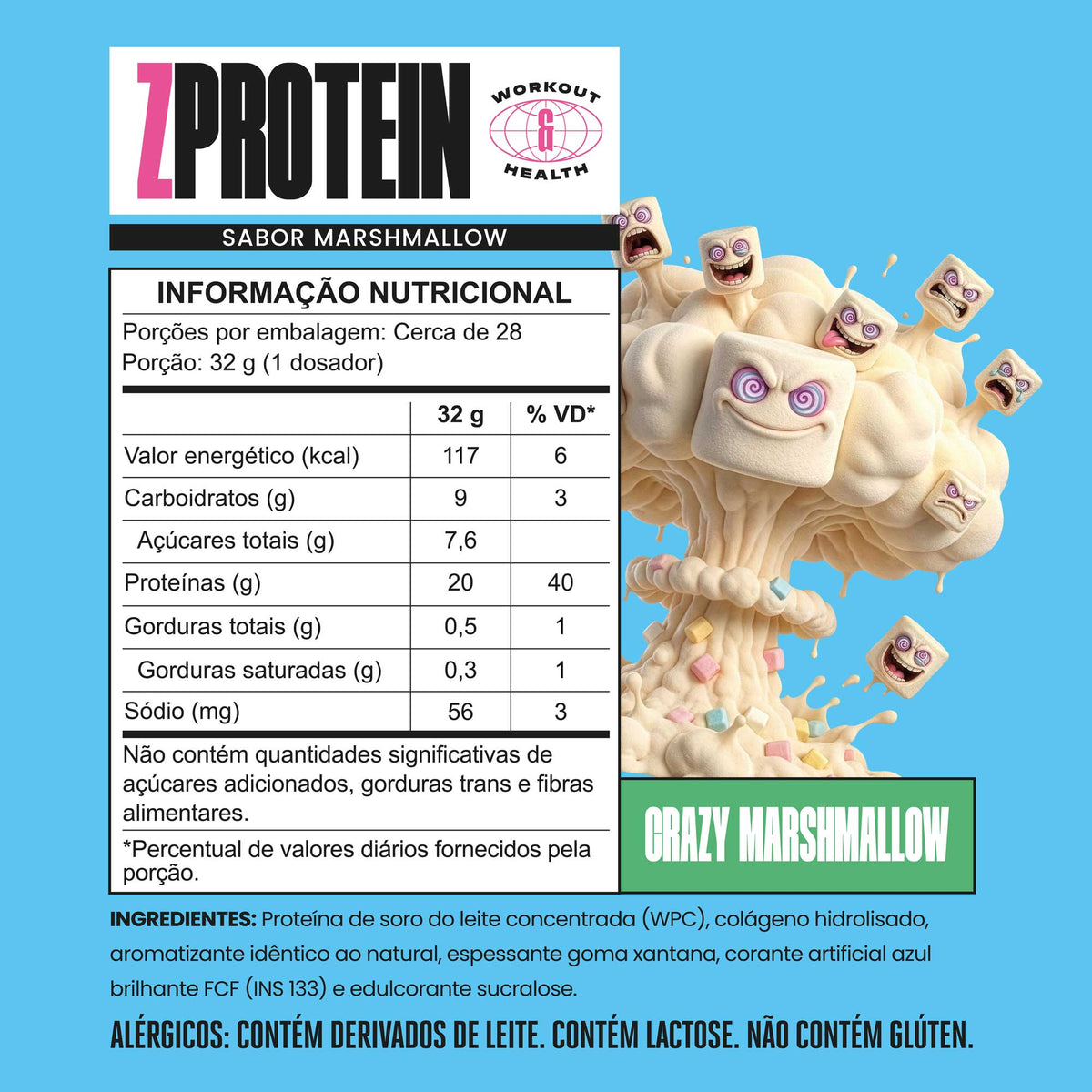 ZPROTEIN Marshmallow 900g — Tabela nutricional e ingredientes
