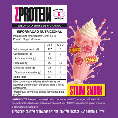 ZPROTEIN Milkshake de Morango 900g — Tabela nutricional e ingredientes